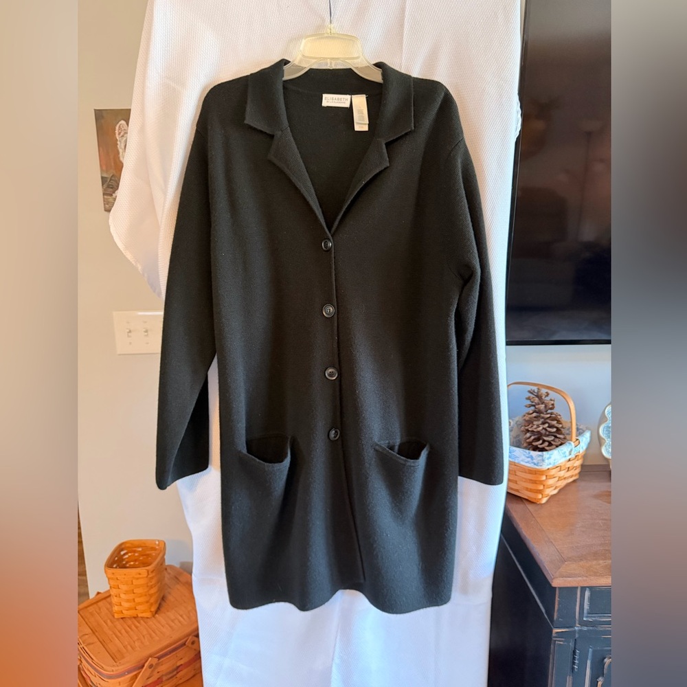 Liz Claiborne Black Button-Front Knit Blazer with Pockets